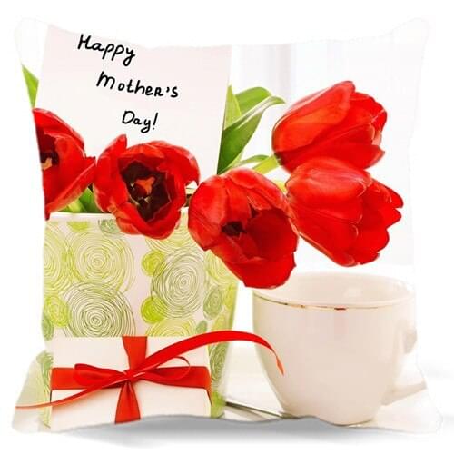 Happy Mothers Day! Tulips Flowers Soft Throw Pillow Cover Polyester Cotton Pillow Case
