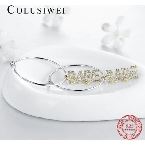 Colusiwei DIY Free Collocation Letter Hoop Earrings Hot Sale 925 Sterling Silver Fashion Luxury Earring For Women Silver Jewelry