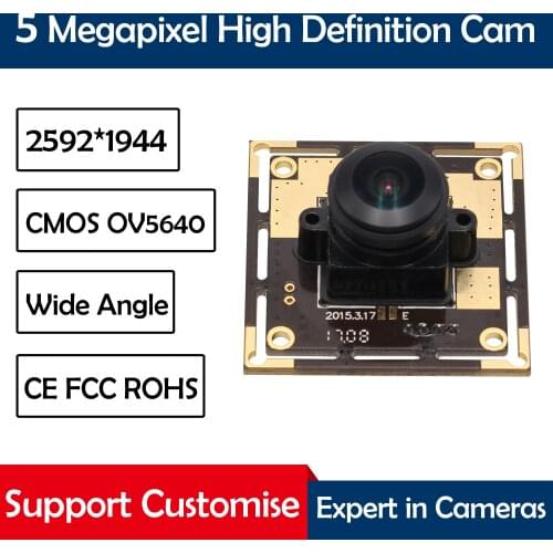 Wide Angle 170degree 38*38mm 5MP OmniVision OV5640 Manual Focus Webcam UVC USB Camera Module