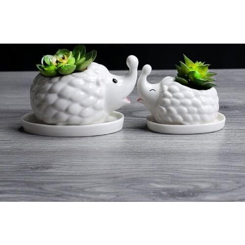 Modern Simple Creative Ceramics Hedgehog Flower Pot Home Living Room Desktop Succulent Plant Container Balcony Bonsai Pot Decor