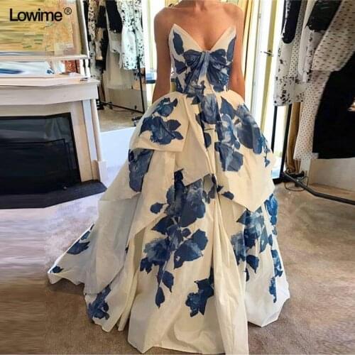 Soft Material Plus Size Evening Dresses A-Line Strapless Backless Evening Prom Party Gowns With Ink Painting Robe De Soiree