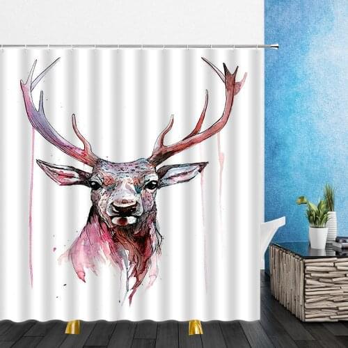Cartoon animal Shower Curtains elk peacocks horse dinosaur 3D Print Waterproof Bathroom Decor Home Bathtub Polyester Curtain Set