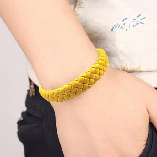 1Pcs Punk Black/Brown/White/Yellow Braided Leather Bracelet Bangle Male Accessories homme Jewelry Black Color Leather Bracelets