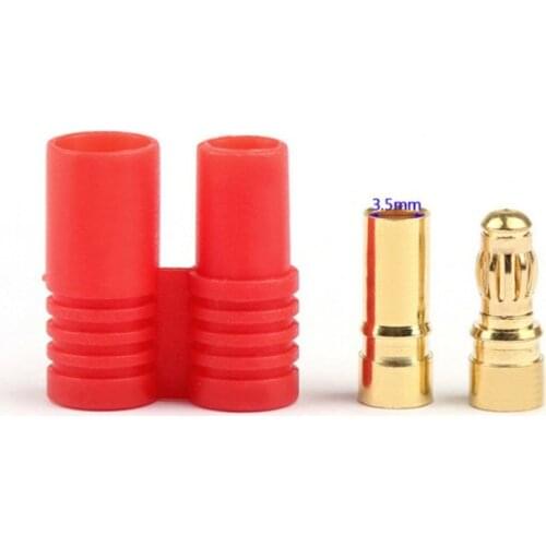 10sets/lot HXT 3.5mm Gold Bullet Banana Connector Plugs With Protective Sleeve For ESC Battery Motor (10 pair)