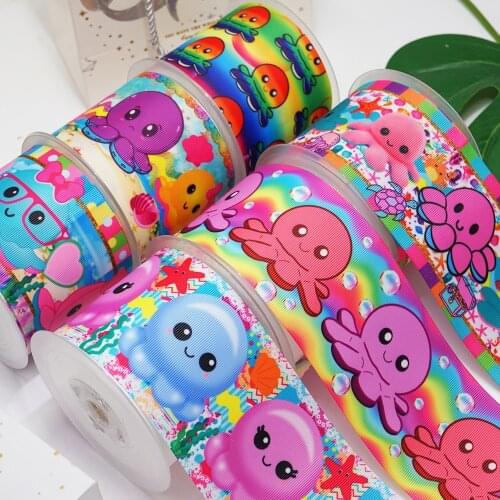 DIY Cartoon Octopus Printed Grosgrain Ribbon For Craft Supplies Sewing Accessories 5 Yards, Planar Resins Mold 10 Pieces. 51827