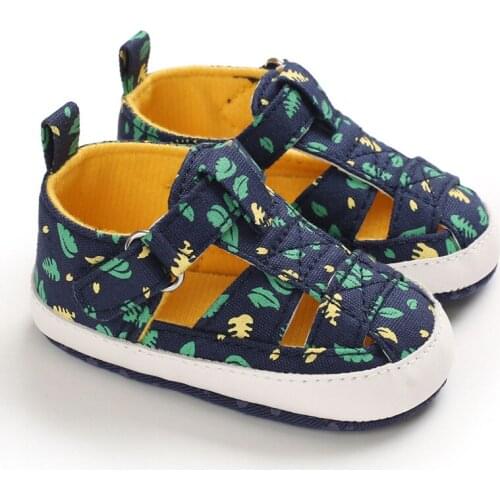 2021 New Baby Boy Sandals Summer Toddler Infant Shoes Cute Tree Leaf Fish Print Soft Cotton Non-Slip Soled Outdoor Baby Sandals