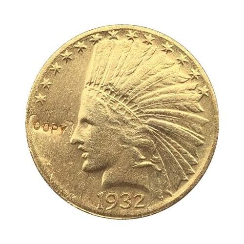 24-K gold plated 1932 $10 GOLD Indian Half Eagle Coin Copy