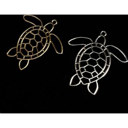5pcs Tortoise Gold Silver Decor Hollow Metal Frame Jewelry Fillings Pendant Accessory DIY Handmade UV Resin Sea Turtle Bezels