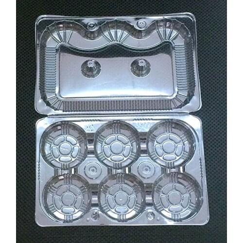 50pcs Plastic Clear Hold 6 Cup Cake Mooncake Boxes Cupcake Cookie Muffin Food Storage Packaging Holder Carriers Container