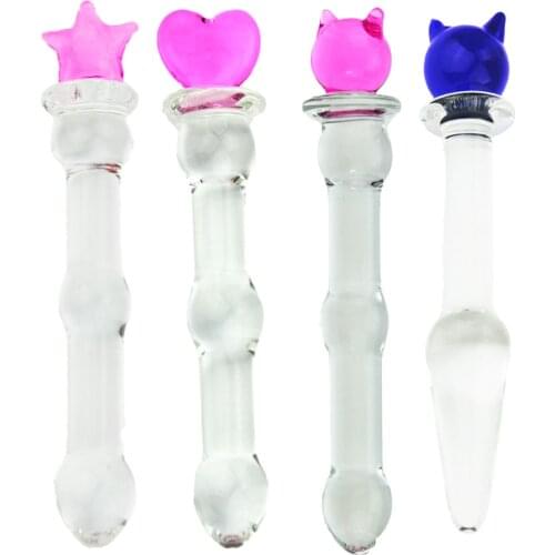 Beaded Heart Sensual Glass Dildo butt plug Bear sex products women trickle adults masturbation Sex toys beads anus stopper