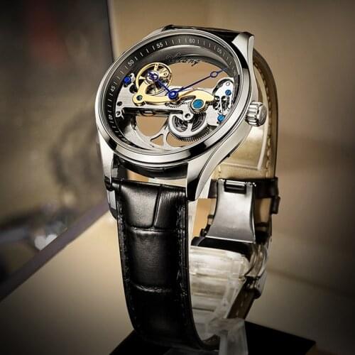 AILANG Creative Design Watch Mechanical Men Automatic Watches Mens Steampunk Hollow Wristwatch 50m Waterproof relogio masculino