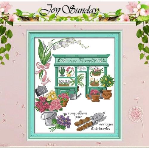 Flower shop Patterns Counted Cross Stitch 11 14CT Cross Stitch Set Wholesale flower Cross-stitch Kit Embroidery Needlework