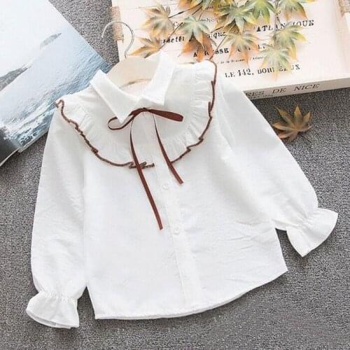 Spring Summer Cotton 2021 Blouse For Big Girls Striped Clothes Children Long Sleeve School Girl Shirt Kids Tops 2-8 Years