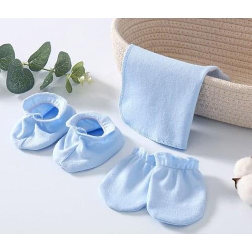 Baby suit Baby Newborn Soft Cotton Saliva Towel Gloves Foot Cover Set Anti Scratch Mittens Feeding Burp Cloth Bib Socks Kits