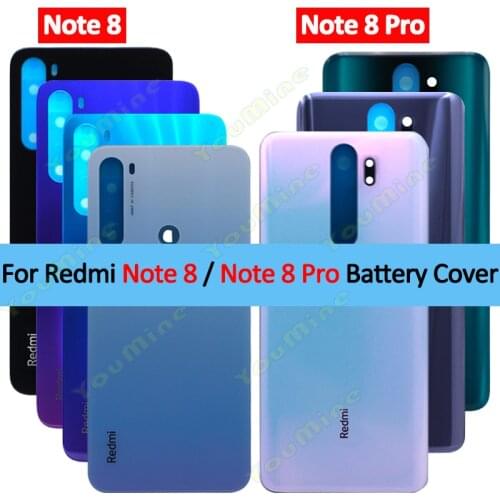 For Xiaomi Redmi note8 Back Battery Cover Glass Housing Door Rear Case Replace no Camera lens for Redmi note 8 pro Back Housing