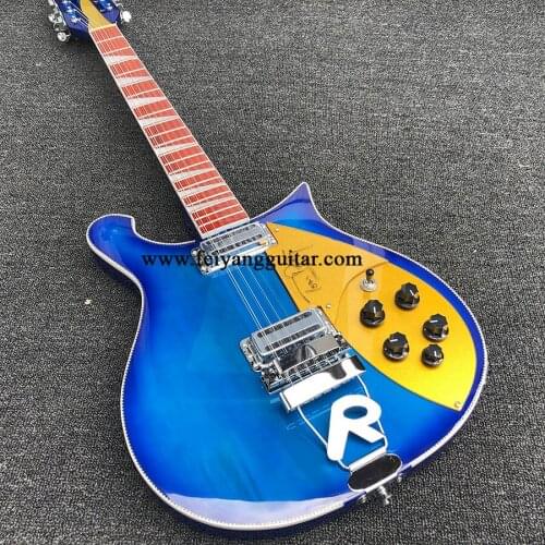 High-end 660 electric guitar 12 strings blue, head 5 degrees, neck through the body, postage