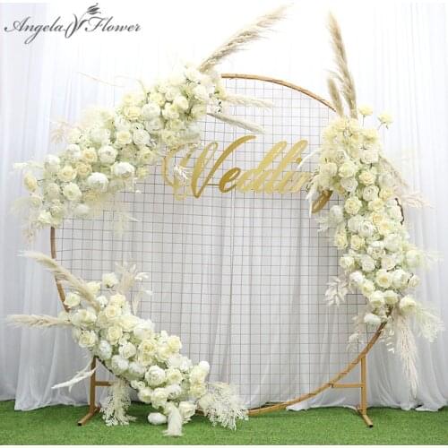 Hot Customized Artificial Dried Flower Reed Leaf Plants Wedding Flowers Arrangement Event Party Wedding Arch Backdrop Flower Row