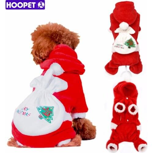HOOPET Pet Dog Clothes Christmas Suits Soft Santa Claus Costume Outwear Coat Polar Fleece Winter