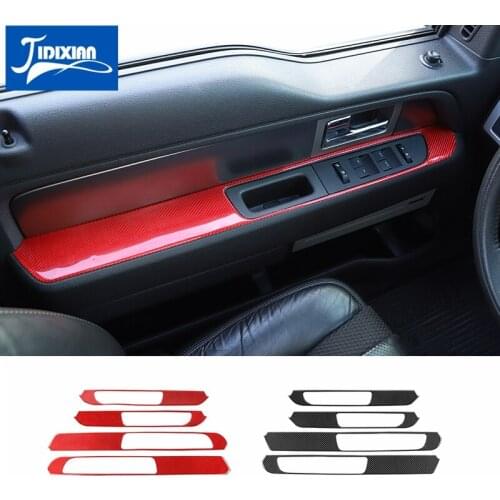 MOPAI Soft Carbon Fiber Car Door Armrest Handle Decoration Cover Stickers for Ford F150 Raptor 2009-2014 Interior Accessories
