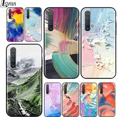 Oil Painting Paints for OPPO Realme V15 X5 X3 X50 X7 X2 C17 C11 C3 C2 7 7i 6 6S 6i 5 Narzo 20 Pro Black Phone Case