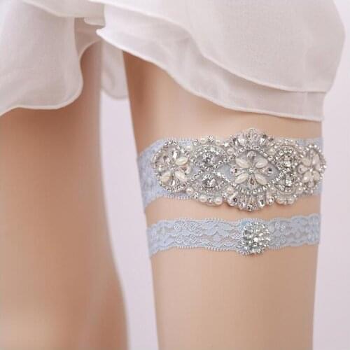 Women Sexy Lingerie Lace Wedding Garter Set Bridal Garter Lace Garter Crystal Rhinestone Pearl Bridal Garter