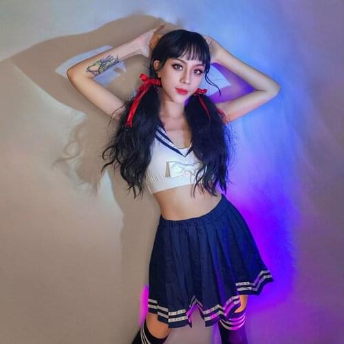 Jazz Dance Costume JK Uniform Suit Nightclub Bar Pole Dance Outfits Stage Wear Cosplay Performance Clothing Rave Outfit YS1334