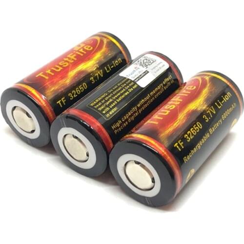 3pcs/lot TrustFire 6000mah 3.7V 32650 Lithium-ion Battery Rechargeable Batteries With PCB Protected Board For LED Flashlights