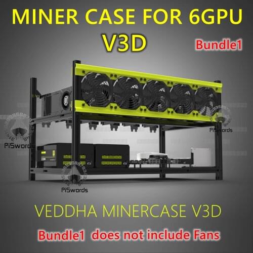 VEDDHA V3D 6 GPU Miner Mining Rig Aluminum Stackable Open Air Case Computer ETH Frame Rig For Bitcoin Miner Kit