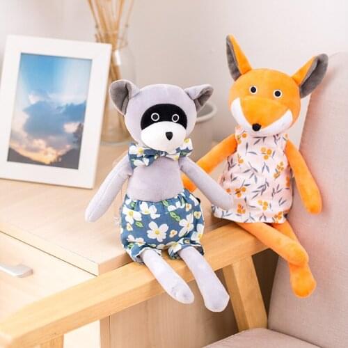 Hot Nice Huggable New 1pc 38cm Lovely Stuffed Forest Animals Plush Toy Raccoon Fox Mouse Deer Frog Animal for Children Gifts