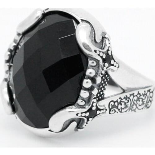 Handmade Mens Ring 925 Sterling Silver Ring for Men With Stone Unique Design Vintage Signet Party Ring Fine Jewelry FashionGift