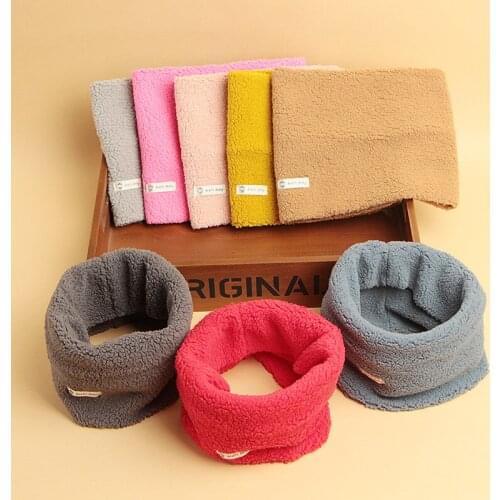 New Warm Lamb Wool Scarves Baby Girls Boys Scarf Solid Color Collar Scarves Children Toddlers Newborn Korean Winter Hat Snood