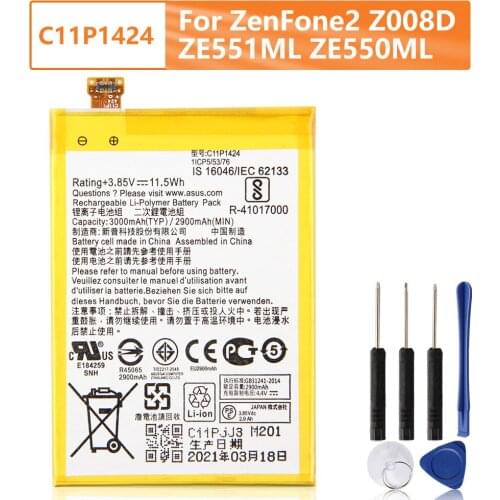 Agaring Original Replacement Phone Battery C11P1424 For Asus ZenFone2 Z008D ZE551ML ZE550ML Z00ADB ZenFone2 5.5inch 3000mAh