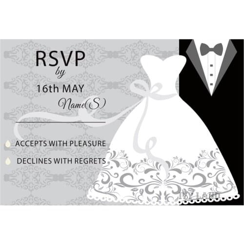 Personalized RSVP Card with Free Envelope for Wedding / Party,50 pcs/lot,R22