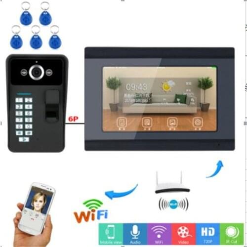 7 Inch WIFI Fingerprint /Password/ID Card Access Control System Wired Video Door Phone
