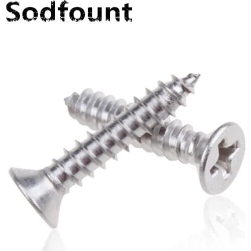100pcs GB846 M3 304 Stainless Steel flat head cross Countersunk head self tapping screw