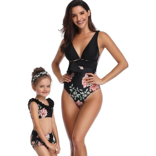 Family Matching Clothes Girl Mom and Daughter Dress Print Bikini Swimsuit Female Swimwear Women Bathing Suit tal mae tal filha