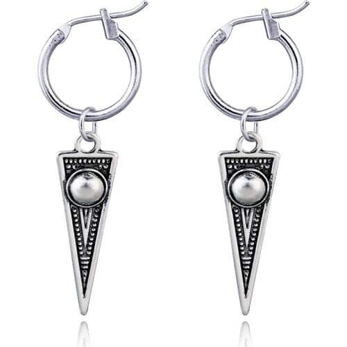 1Pair European Punk Personality Triangle Hoop Earrings For Women Men Hip Hop Metal Color Stainless Steel Geometric Big Earrings