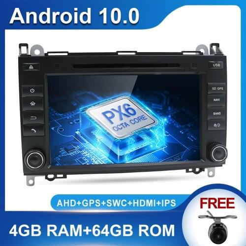 PX6 System 4G+64G Autoradio Android 10.0 For Mercedes Benz B200 Sprinter/B-class/W245/B170/W169 GPS Button Car dvd Radio Stereo