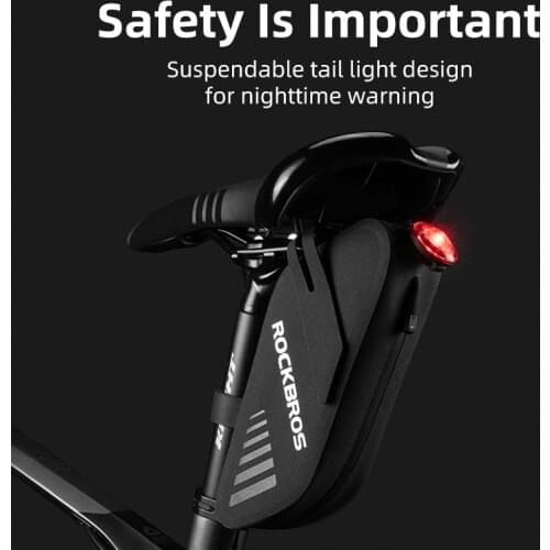 ROCKBROS Waterproof Bike Rear Tail Bag Can Hang Taillights MTB Bicycle Saddle Bag 0.6L Capacity Road Bike Bag Bike Accessories