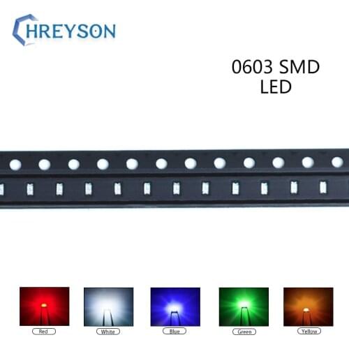 100pcs 0603 SMD LED Electron Component Blue Yellow White Green Red Orange Purple RGB High Light Emitting Diode DIY Kit