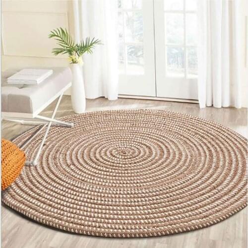 Hand Woven Thicken Round Rugs Soft Cozy Non-slip Washable Durable Handmade Area Carpet Absorbent Bedroom Carpet Living Room Mat