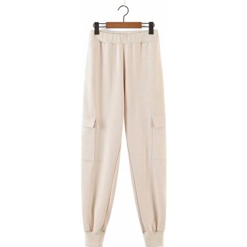 ZA Women New Solid Color Long Trousers Lady Sport Pants Casual Lace Up Loose High Waist Drawstring Pants XITIMEAO