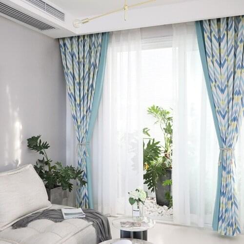 Northern Europe Cotton and Hemp Curtain Geometric Printing Curtain Decoration for Living Room and Bedroom Curtains Tulle Custom