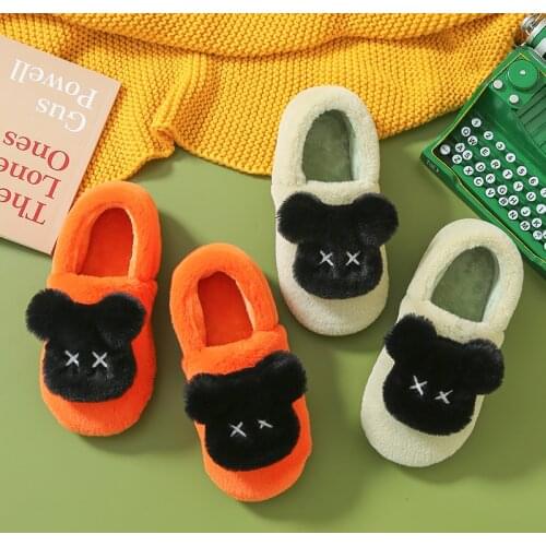 Women Home Big Heel Slippers Winter Short Fleece Couple Non Slip Soft Indoor and Outdoor Plush Floor Womens Shoes