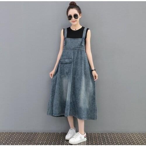 2020 New Loose Summer Denim Women Elegant Vestido Jeans Dress Female Drawstring A-Line Ladies Long Dresses Vintage Casual