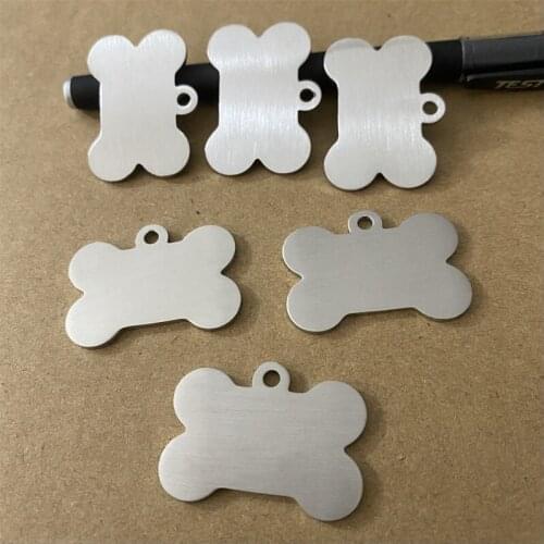 Stainless Steel Bone Shaped Pet Tags Brushed Stainless Steel Dog Name Tags 38*25*1.7MM Dog Cat ID Tags