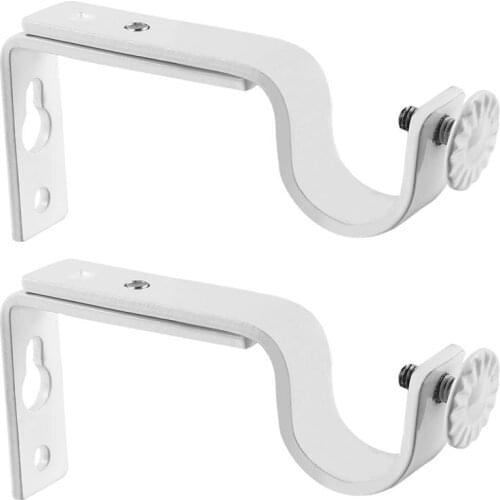 2pcs 18-22mm Adjustable Curtain Holder Curtain Drapery Rod Bracket (White)