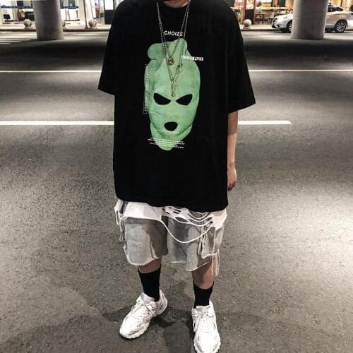 2021 Europe and America High Street T-shirt with T-shirt with short sleeves and loose dark hip-hop disco dancing