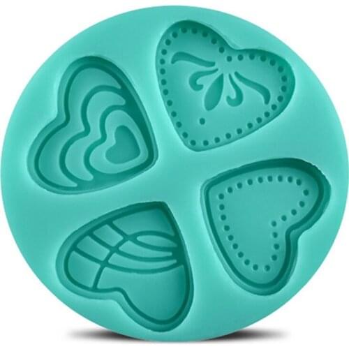 4 Styles 3D Silicone Heart Loving Shaped Baking Mold Fondant Cake Tool Chocolate Candy Cookies Pastry Soap Moulds