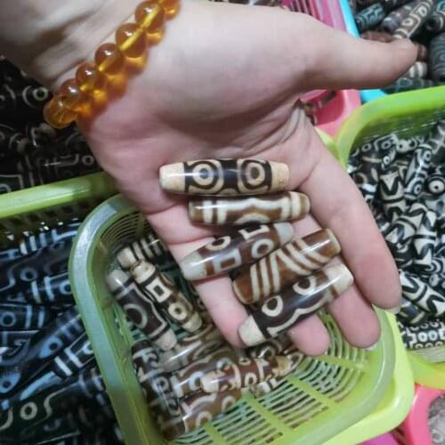 5pcs/lot Lewelries neackl White agate dzi Brown Beads Elegant antique weathered pendant Ivory Yellow Noble Heirloom Tribute